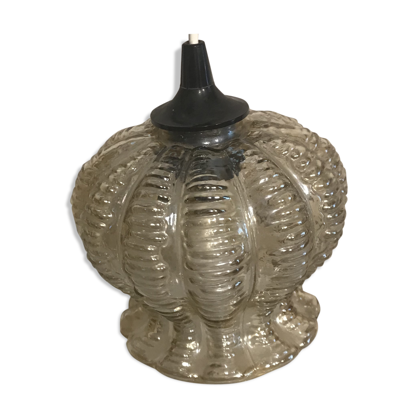 Old glass moulded shape geometric shape years 70 decoration #5