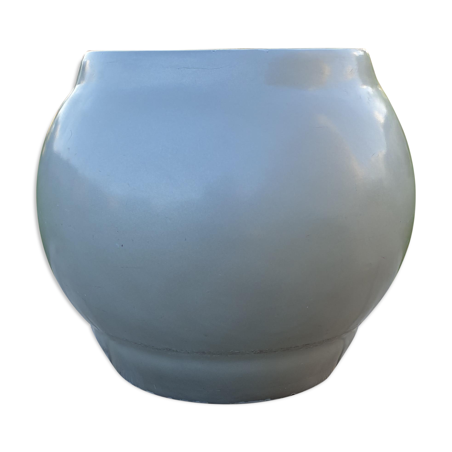 Silver fiberglass pouf 1970