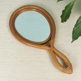 Rattan hand-facing mirror