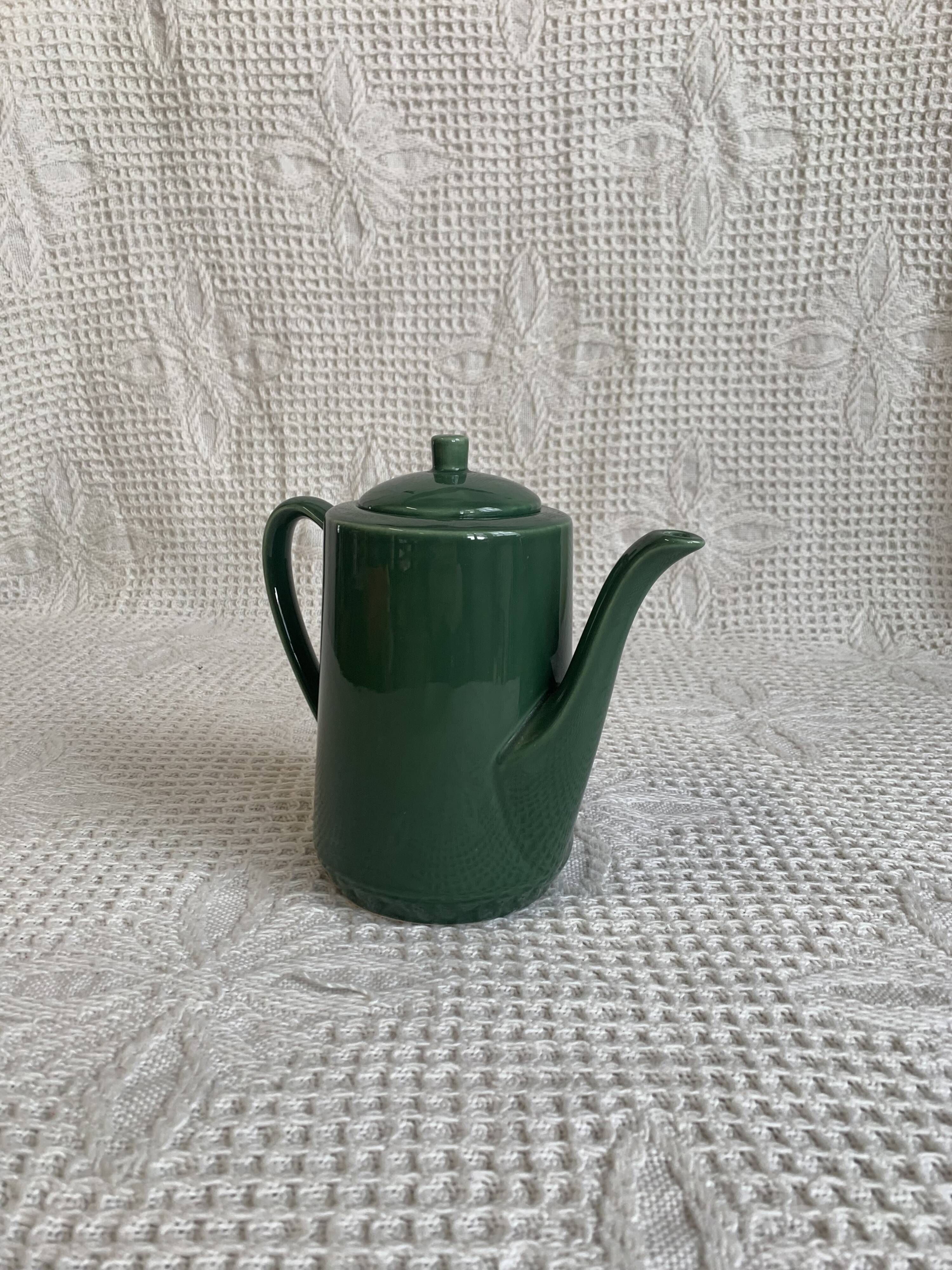 Green ceramic teapot/coffee maker, vintage