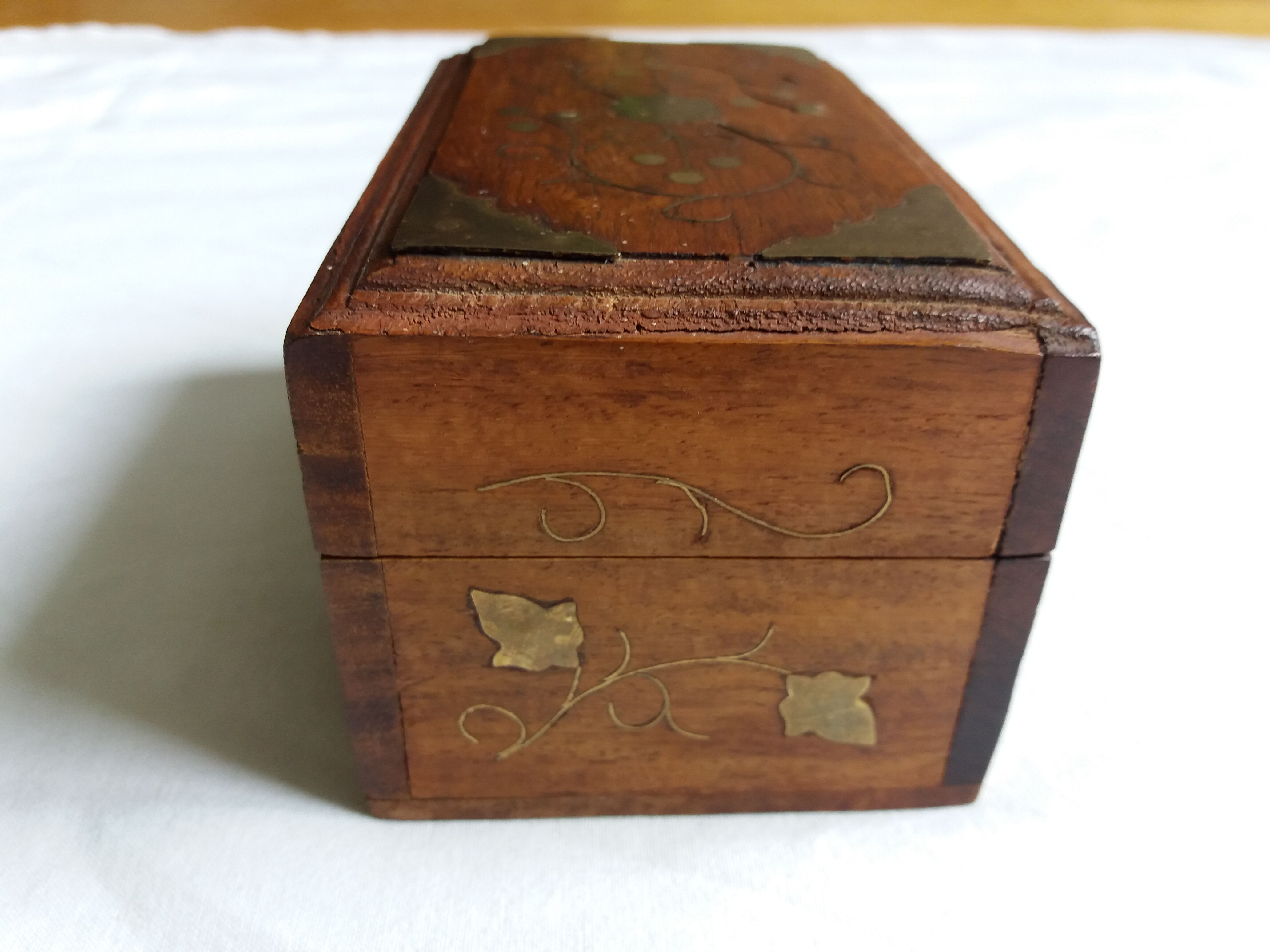 Wooden box inlays brass