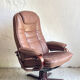Scandinavian brown leather recliner lounge chair with ottoman, circa 1990