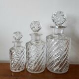 Trio of Baccarat crystal bottles bamboo model, circa 1910
