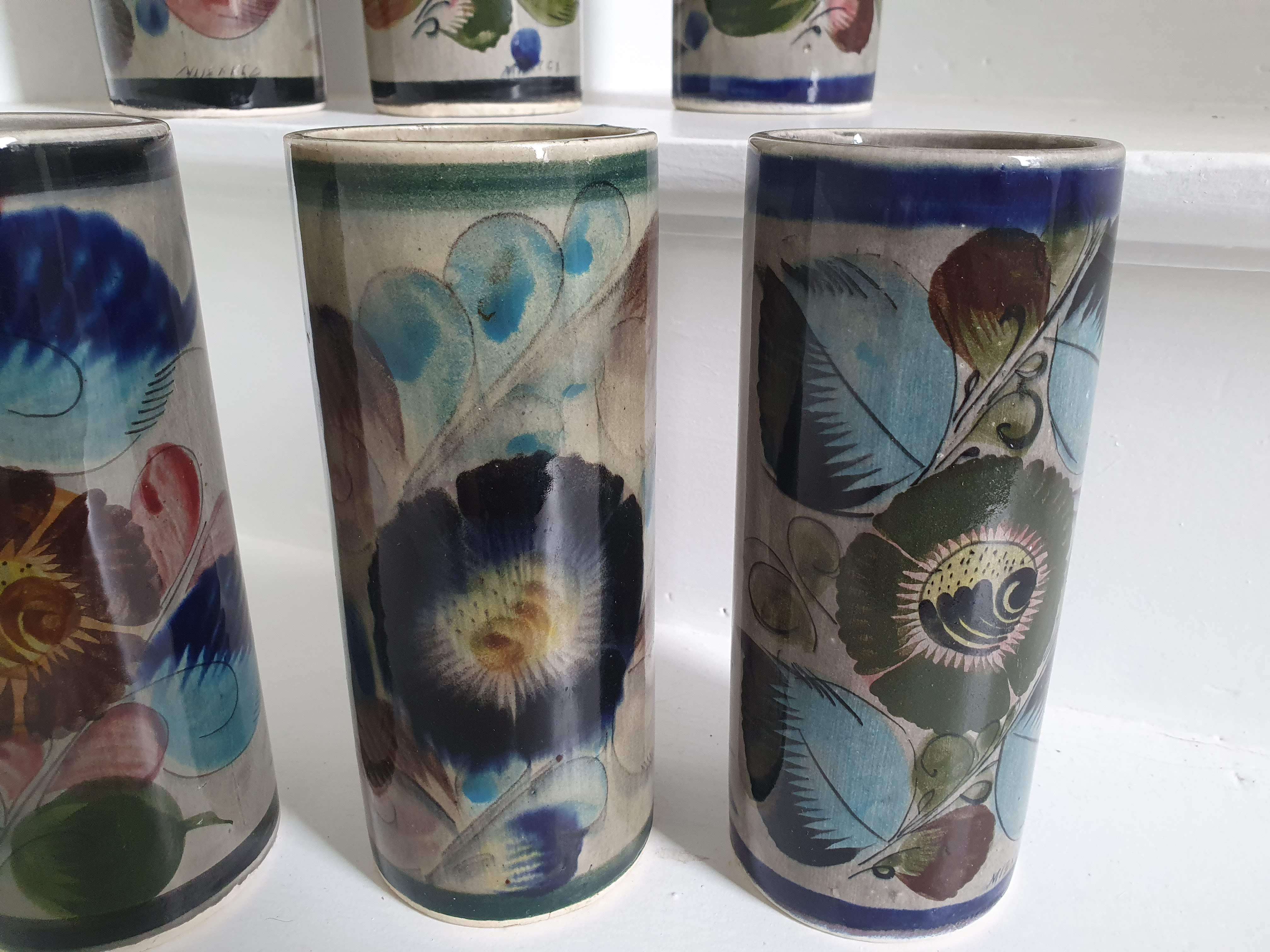 6 ceramic cup vases by Mexico