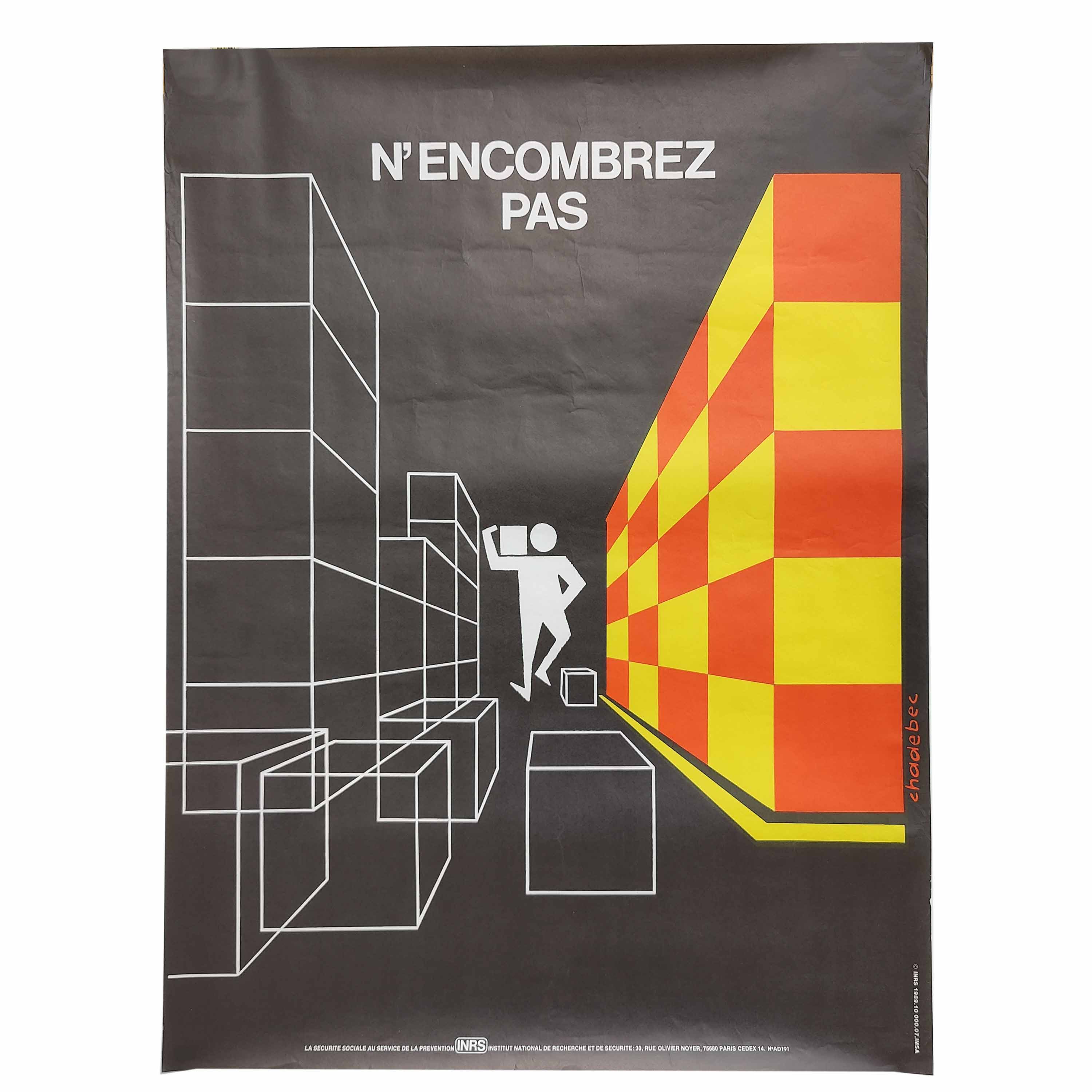 Vintage poster INRS 1989 graphics Chadebec