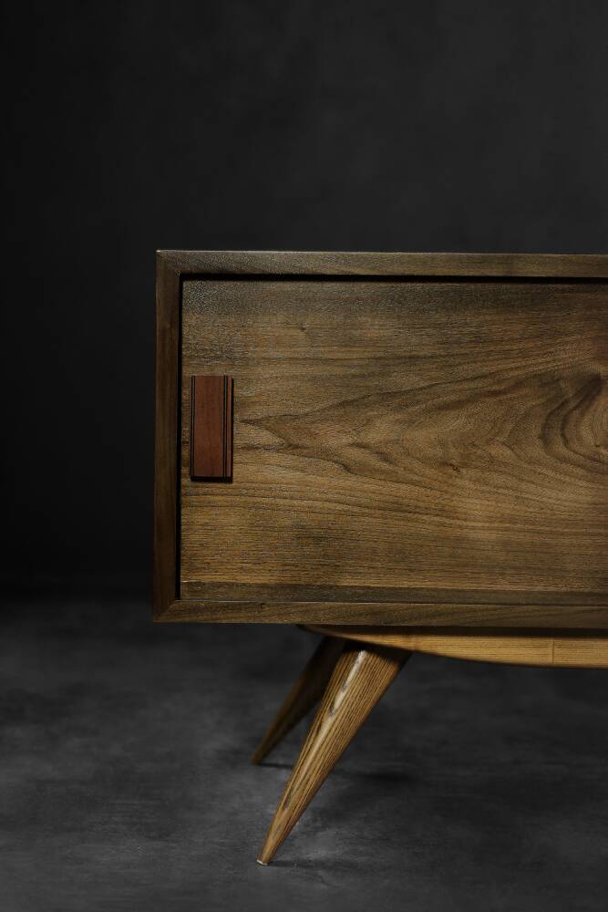 Mid-Century Scandinavian Classic Modern Birch Sideboard with Walnut Front, 1960s