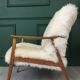 Vintage white sheepskin armchair