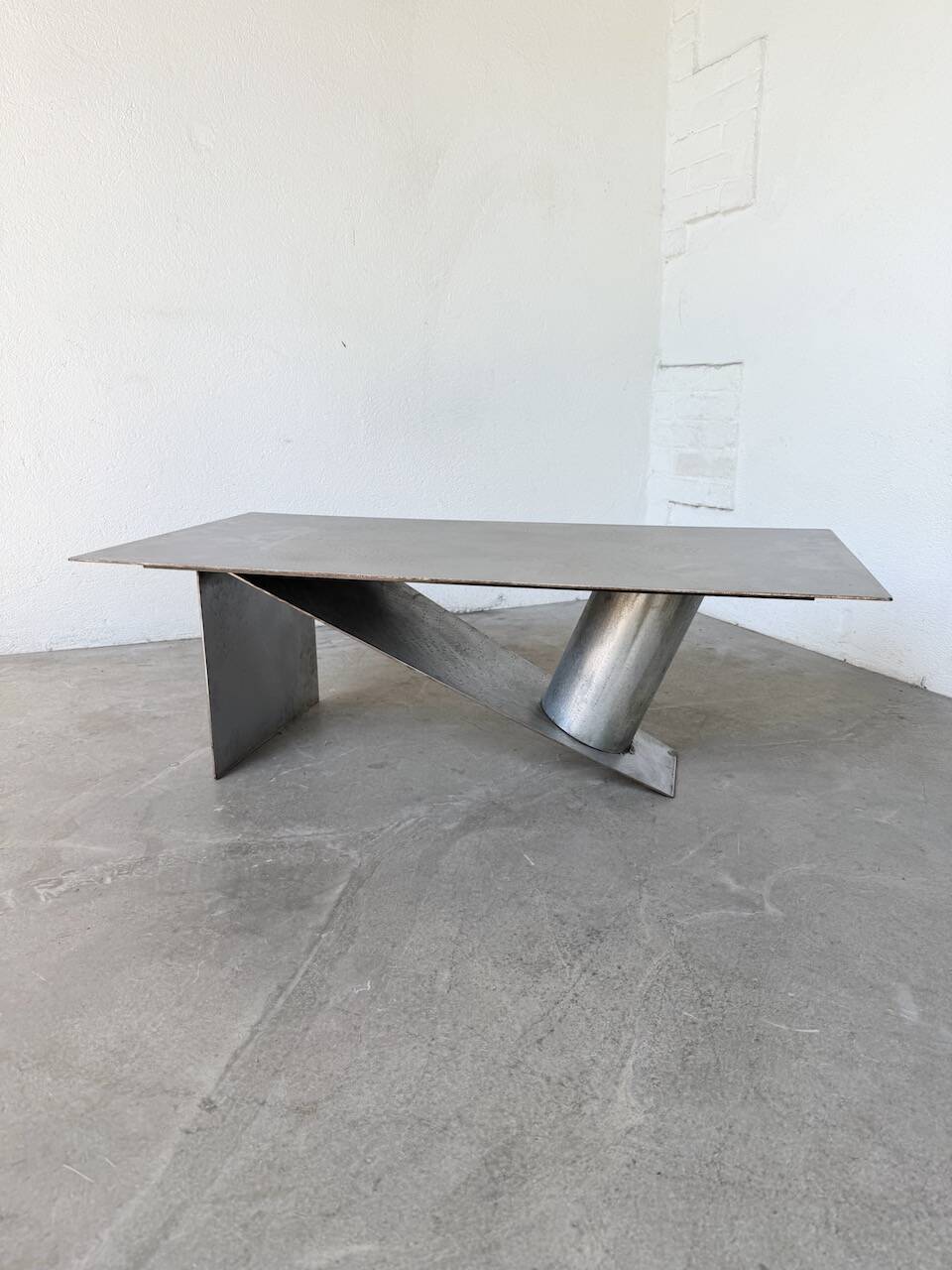 Handcrafted metal coffee table from the 1970s