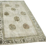 Handmade distressed anatolian 1980s 153 cm x 269 cm grey rug