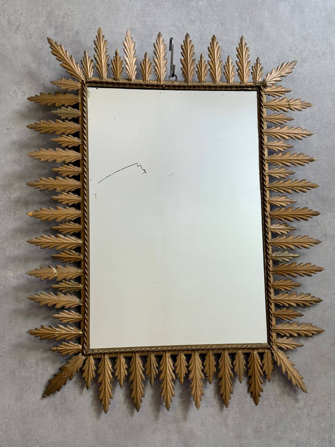 Rectangular sun mirror from the 1950s Italy