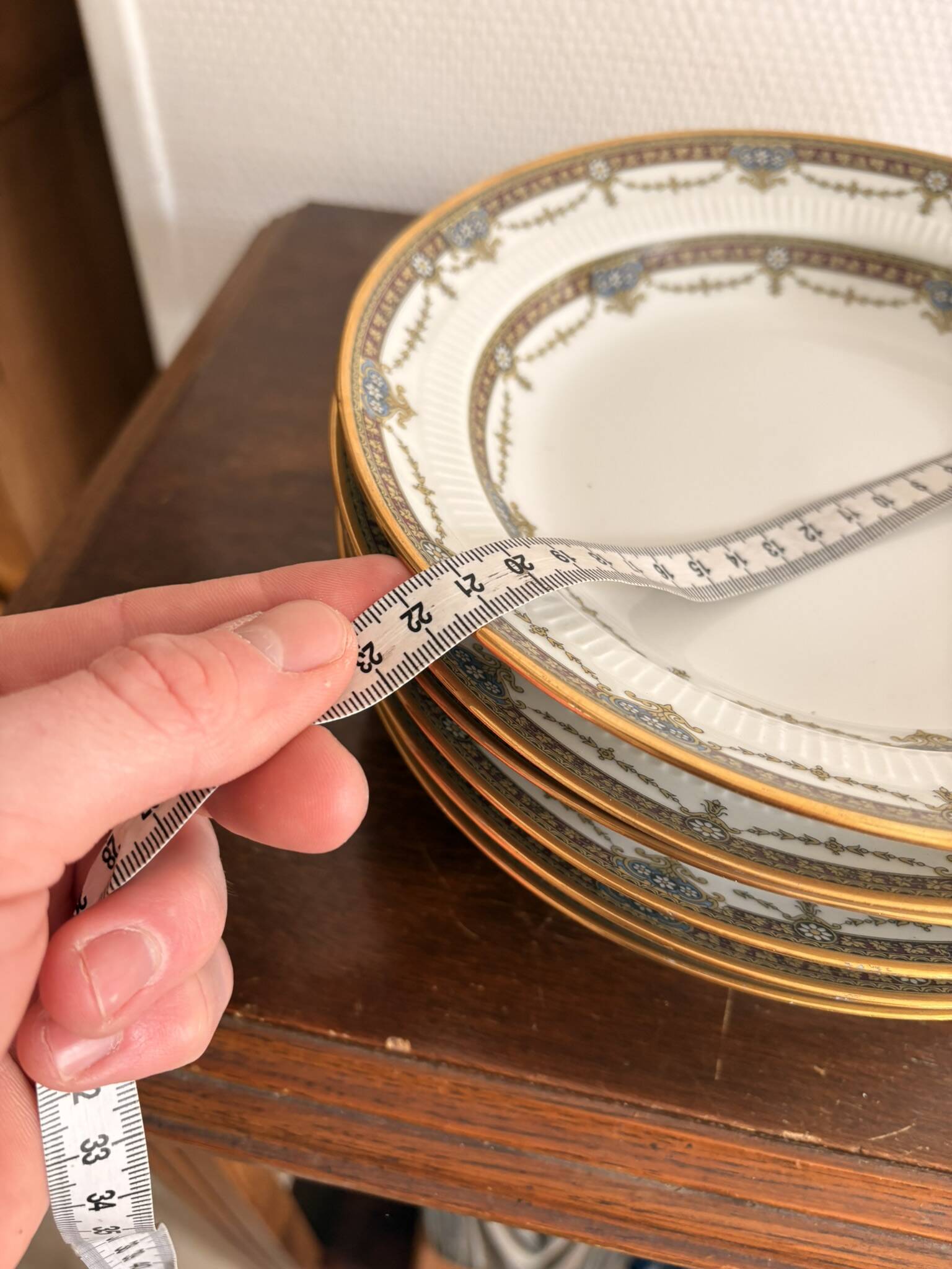 6 Deep Plates Limoges Porcelain Harreau Fluted Edge Neo-Classical