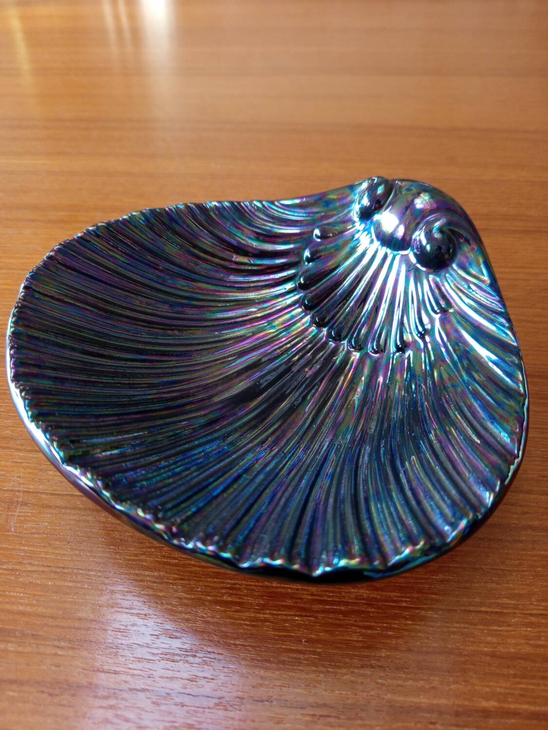 Iridescent seashell trinket tray