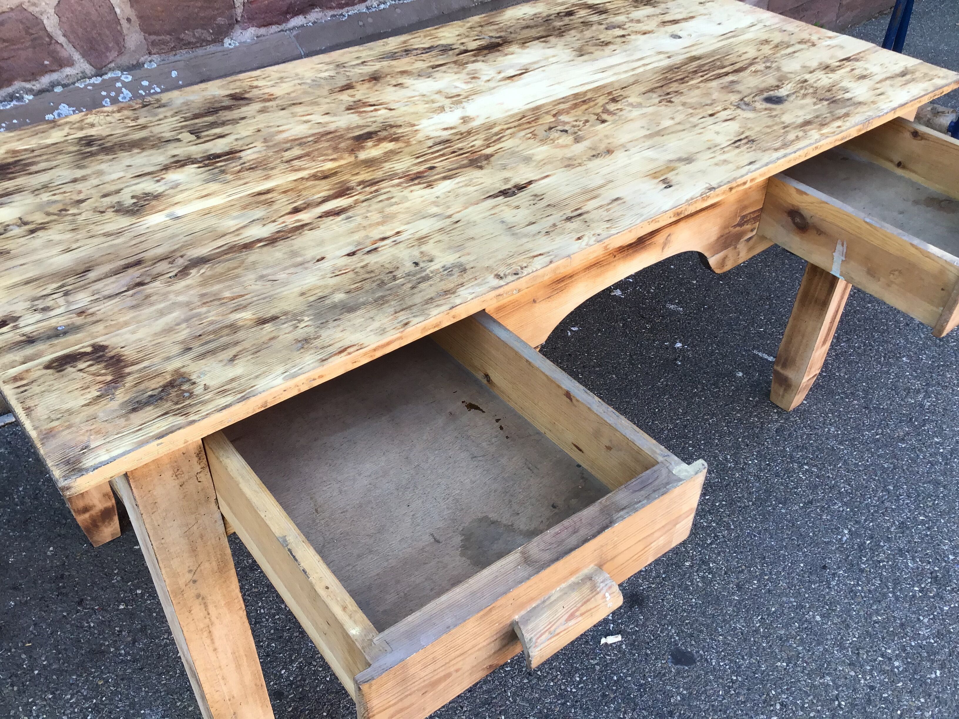 Table de ferme vintage bois naturel 1920