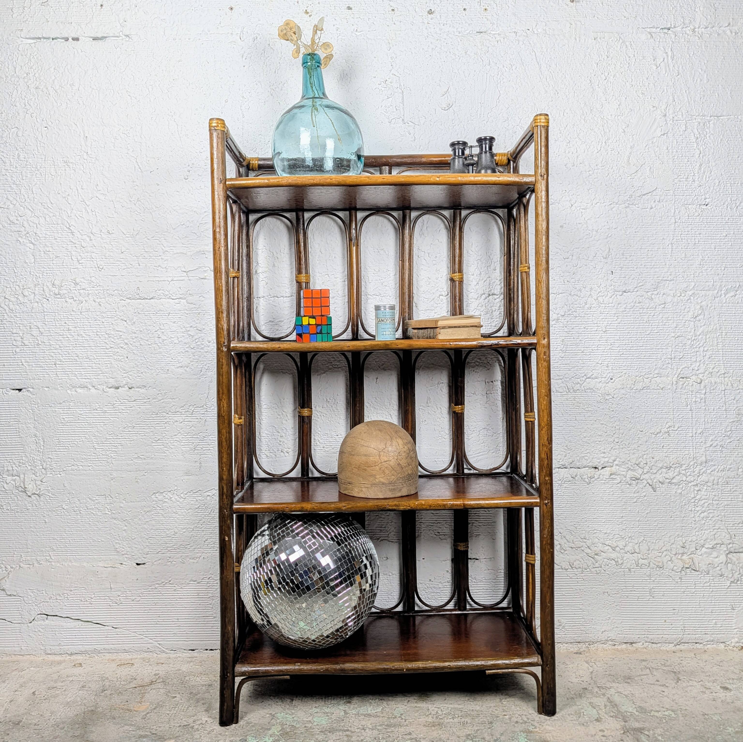 Brown rattan shelf