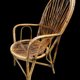 Set en rotin fauteuil et chaise Provençale des années 60