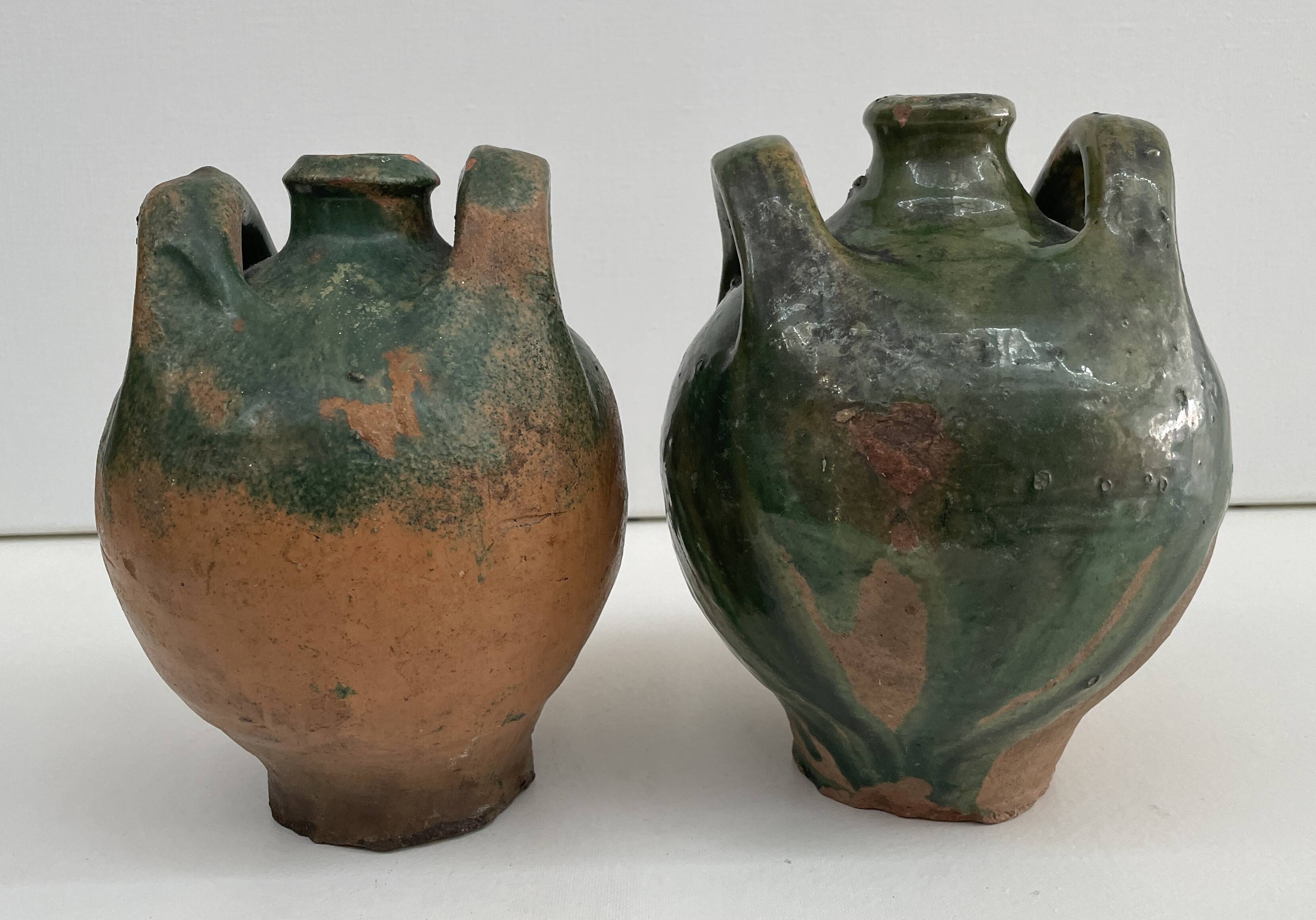 Set of 2 brissard carboys, varnished earth from the eure valley