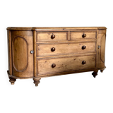 English half-moon sideboard, 2 doors and 4 drawers in light wood, 1930.