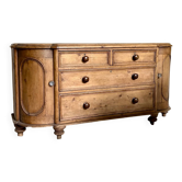 Buffet anglais demi-lune, 2 portes et 4 tiroirs en bois clair, 1930