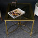 French Hollywood revival brass & glass coffee table & d-shape side tables 1970s