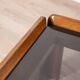 Table vintage années 70 en bois et verre design afra e tobia scarpa