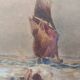 Marine watercolor 1890 by thomas bush hardy, sailing boats near the coast