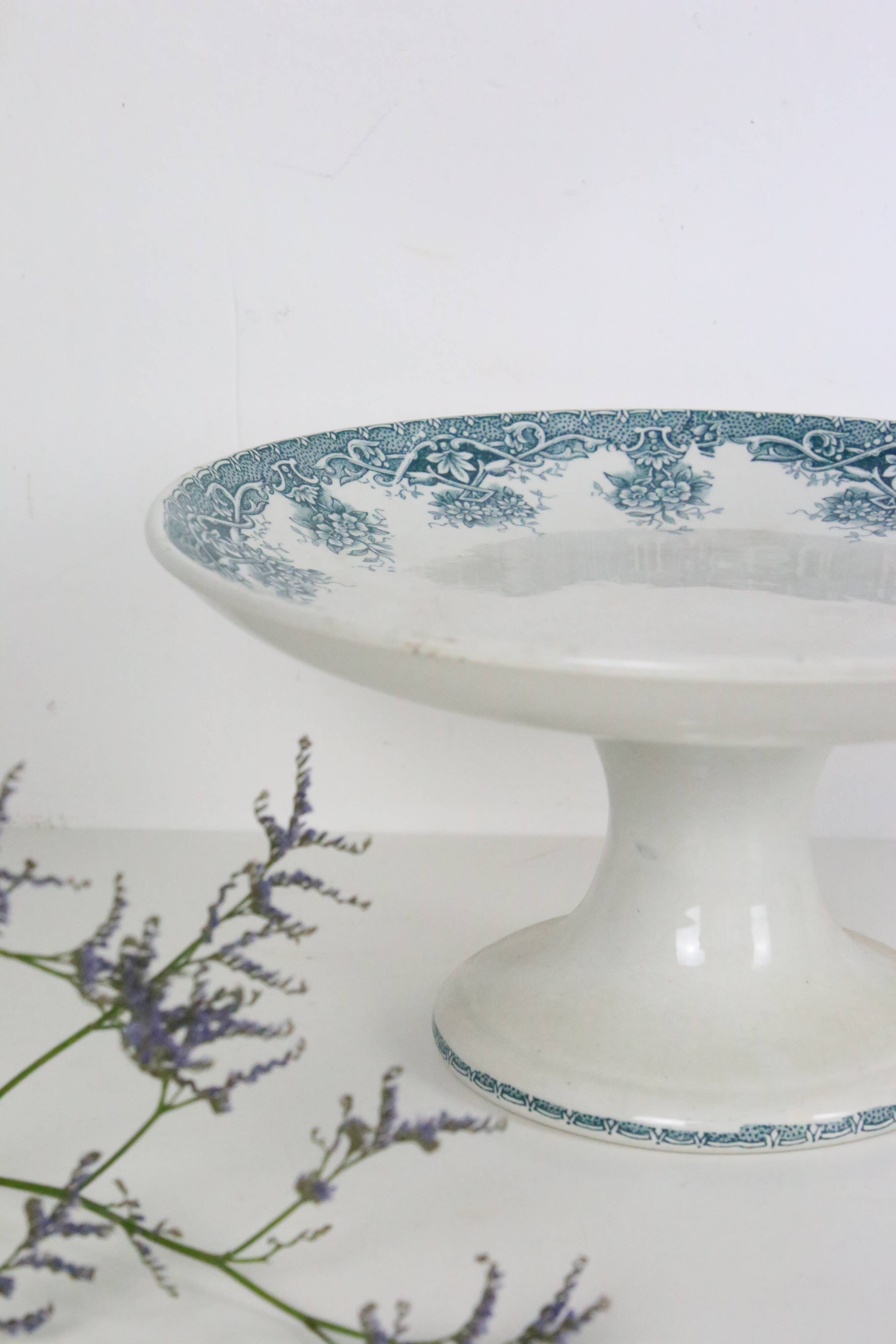 Old ceramic compote bowl, Prima de Saint Amand model, French manufacture, late 19th century