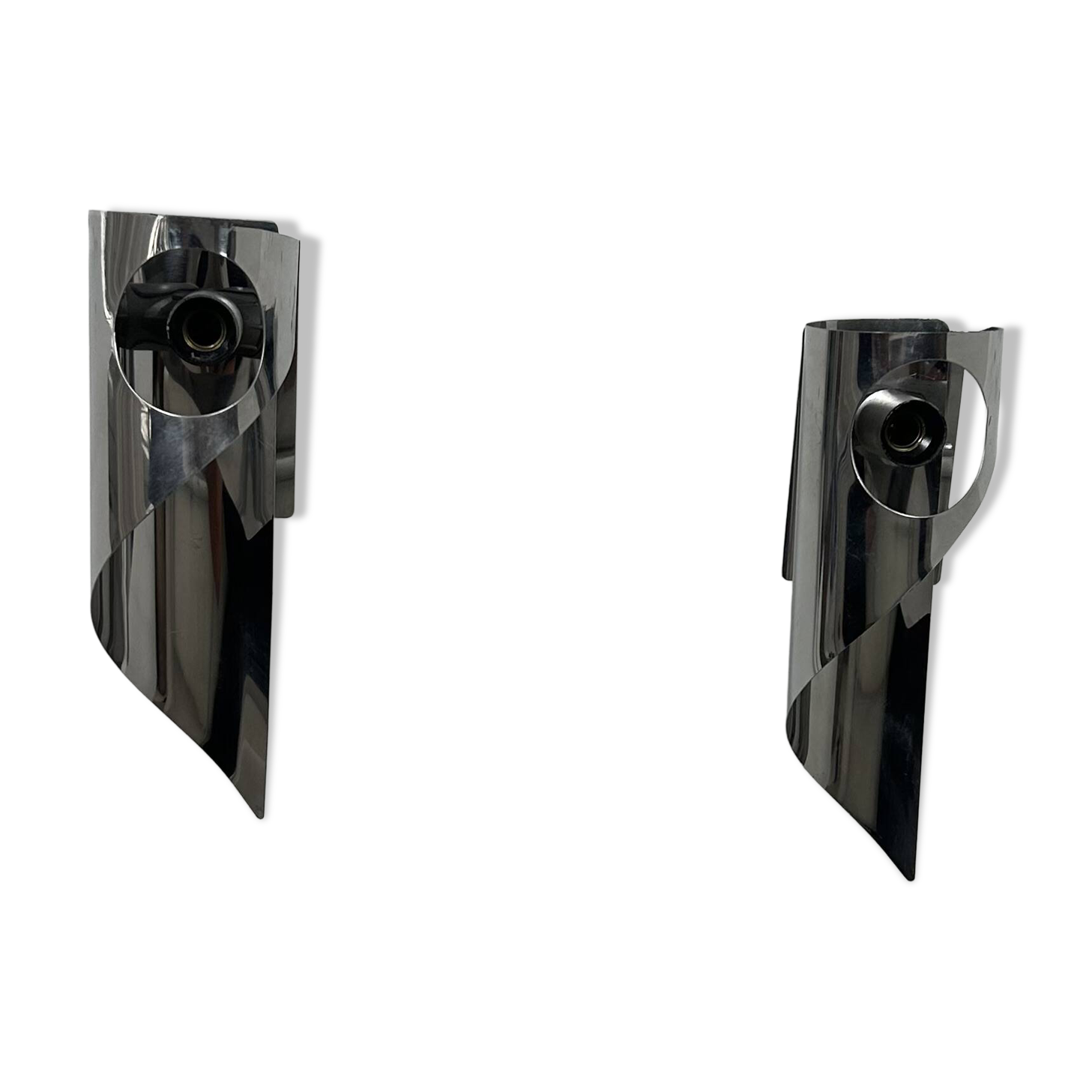 Pair of vintage wall lights, chrome metal, France, 1970.