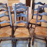 1 set of 6 oak dining room chairs