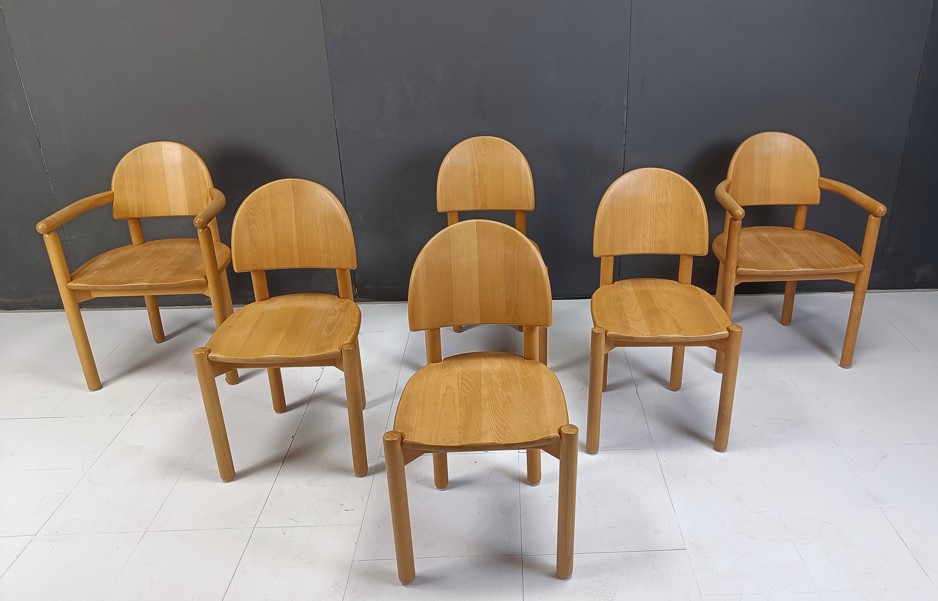 Rainer Daumiller pine wood dining chairs for Hirtshals Savvaerk set of 6, 1