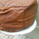 Large vintage Moroccan leather pouf n°2