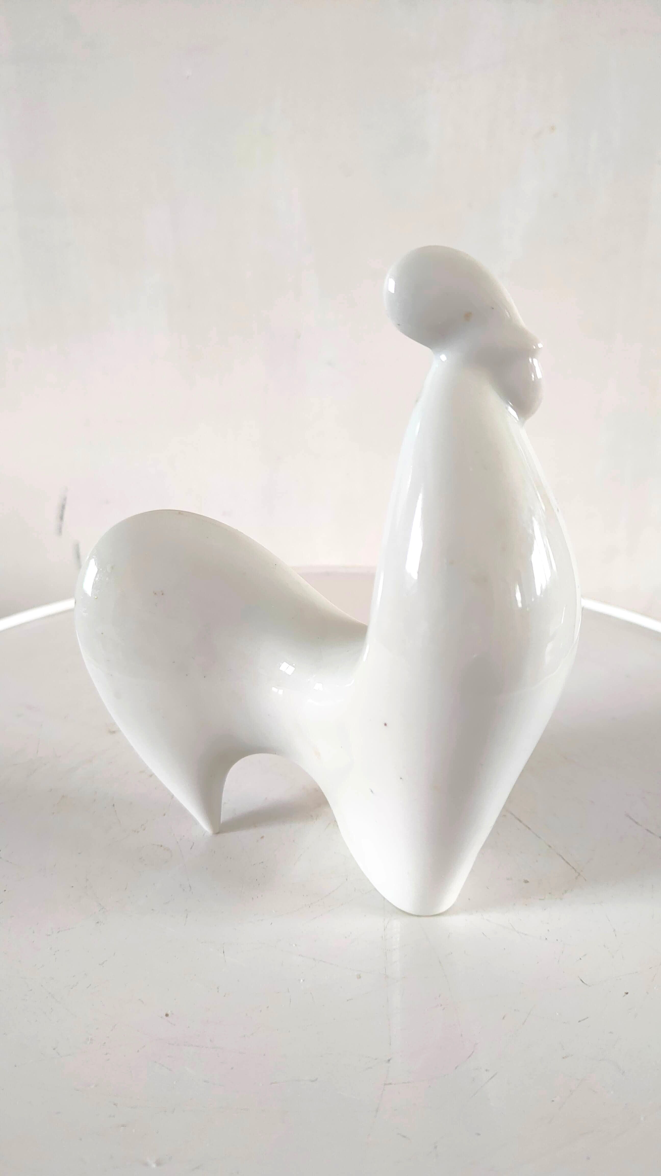 Coq stylisé en céramique design années 70