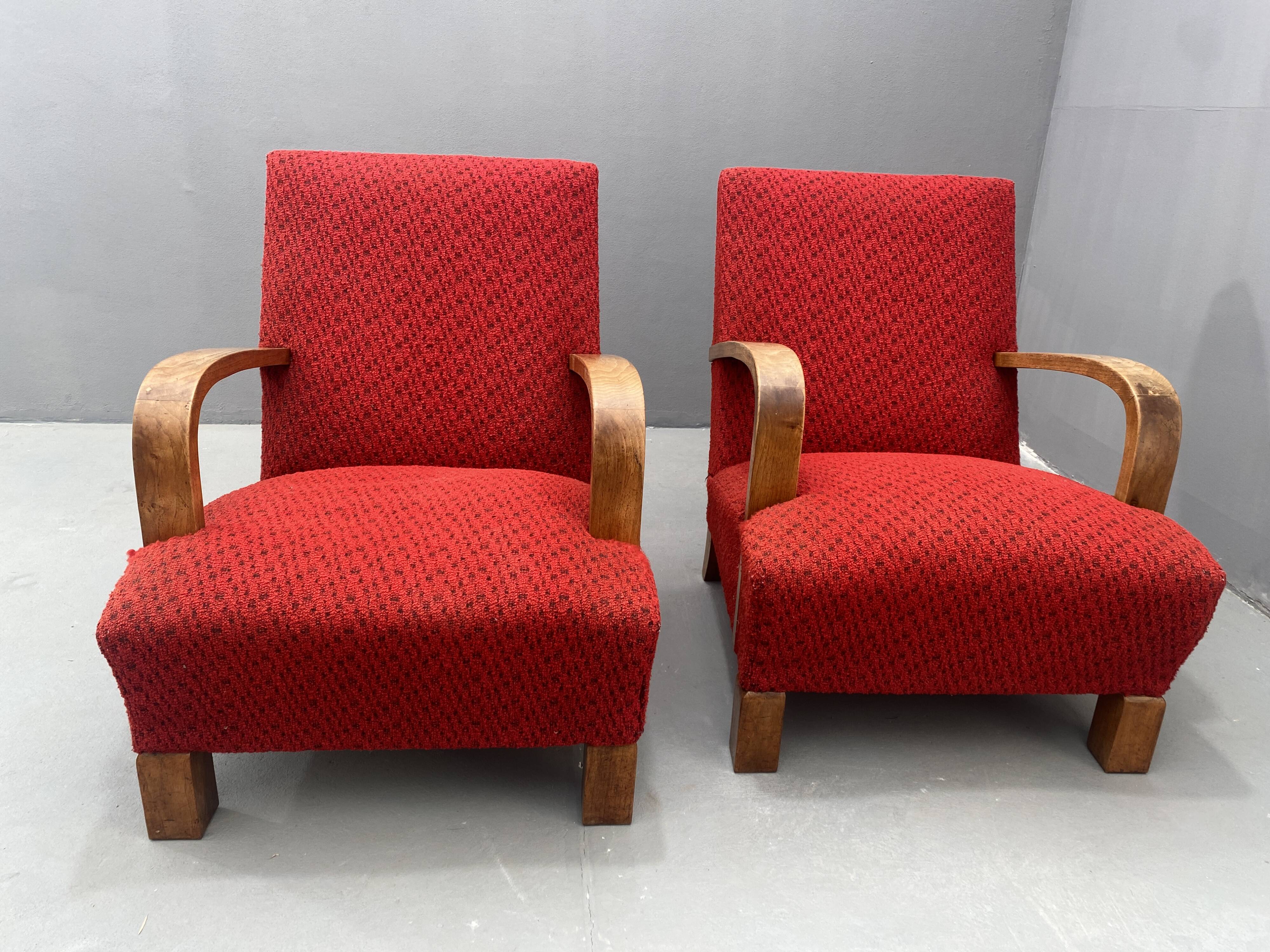 Paire de fauteuils ART DÉCO en bois courbé, années 1930