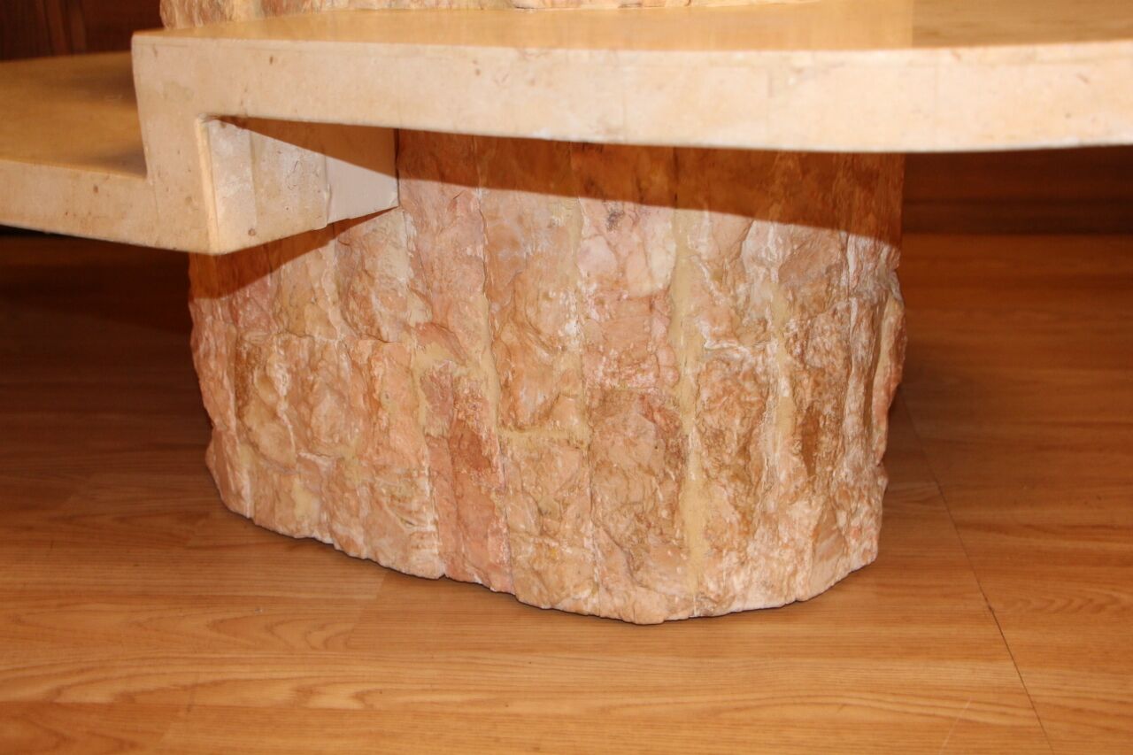 Table basse avec placage en travertin de maitland-smith, 1970s