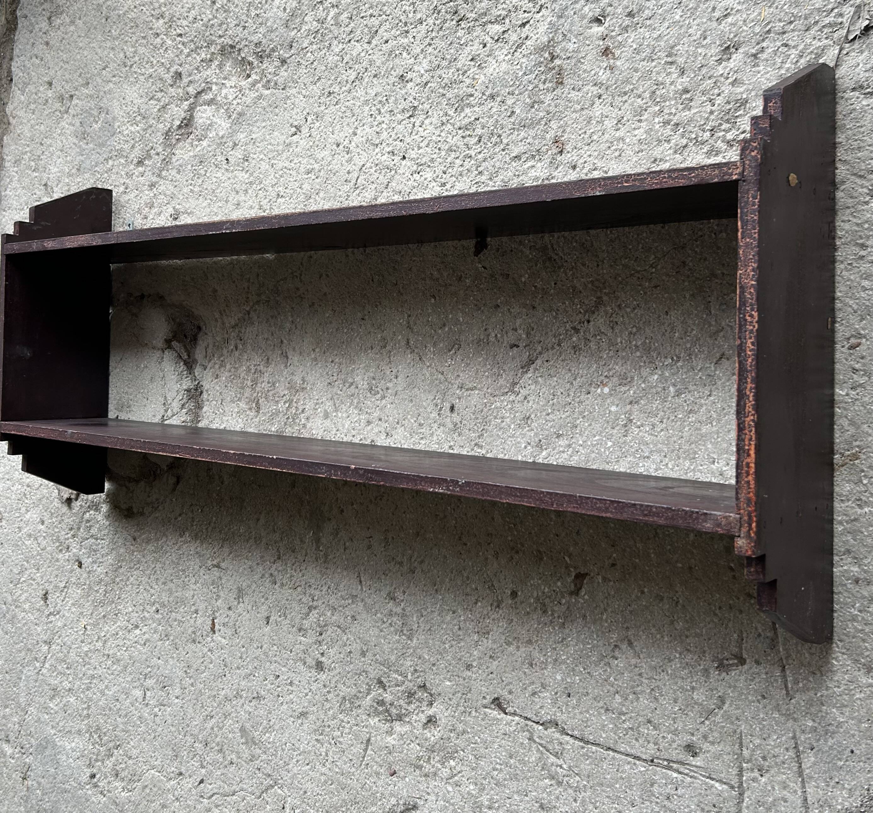 Antique wooden wall shelf, 133cm long