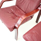 1980 Leather Armchair With Footrest, Ton Czechoslovakia