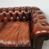 Brown leather chesterfield sofa 3 places