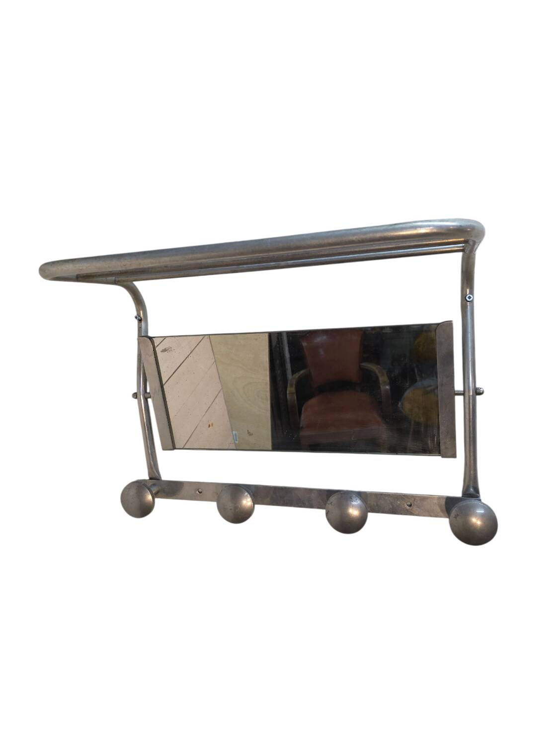 1960s swivel mirrored aluminum coat rack