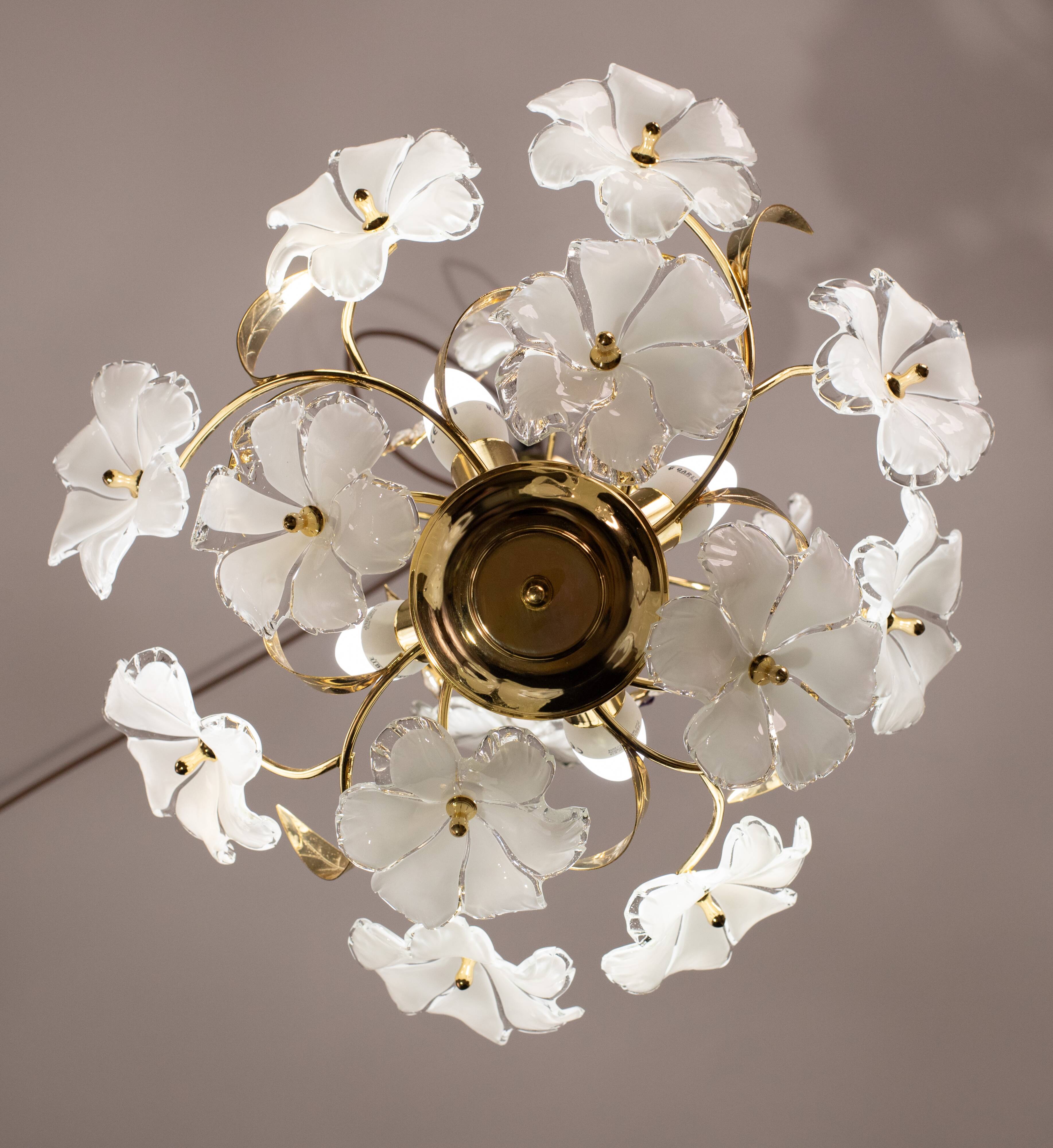 Charming Murano Candlestick White Flowers, 1970