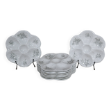 9 Oyster plates with black floral decoration KetG Luneville year 1940