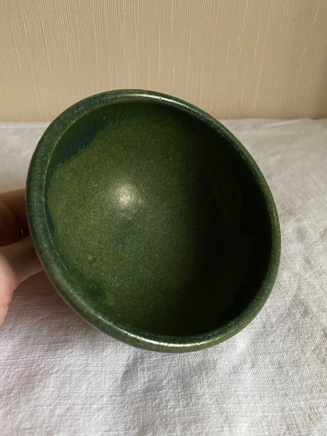 Green glazed terracotta bowl