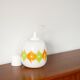 Suspension globe en opaline, à motifs psyché, blanc, vert et orange, 1970