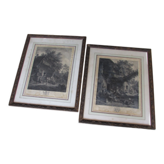 Pair of engravings English Cottage