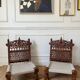 Pair of traditional Indian chairs made of carved wood and rope