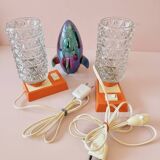 vintage Mid Century Massive 1970 lamps diamond point globes