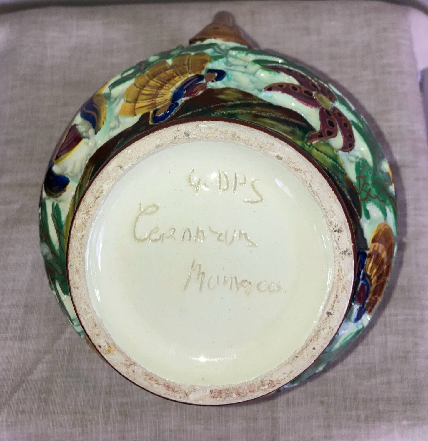 Ceramic pitcher signed Cerdazur MONACO 4 DPS, 1950s/60s