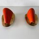 Pair of orange plexiglass and curved brass wall lights, 1950s, Germany