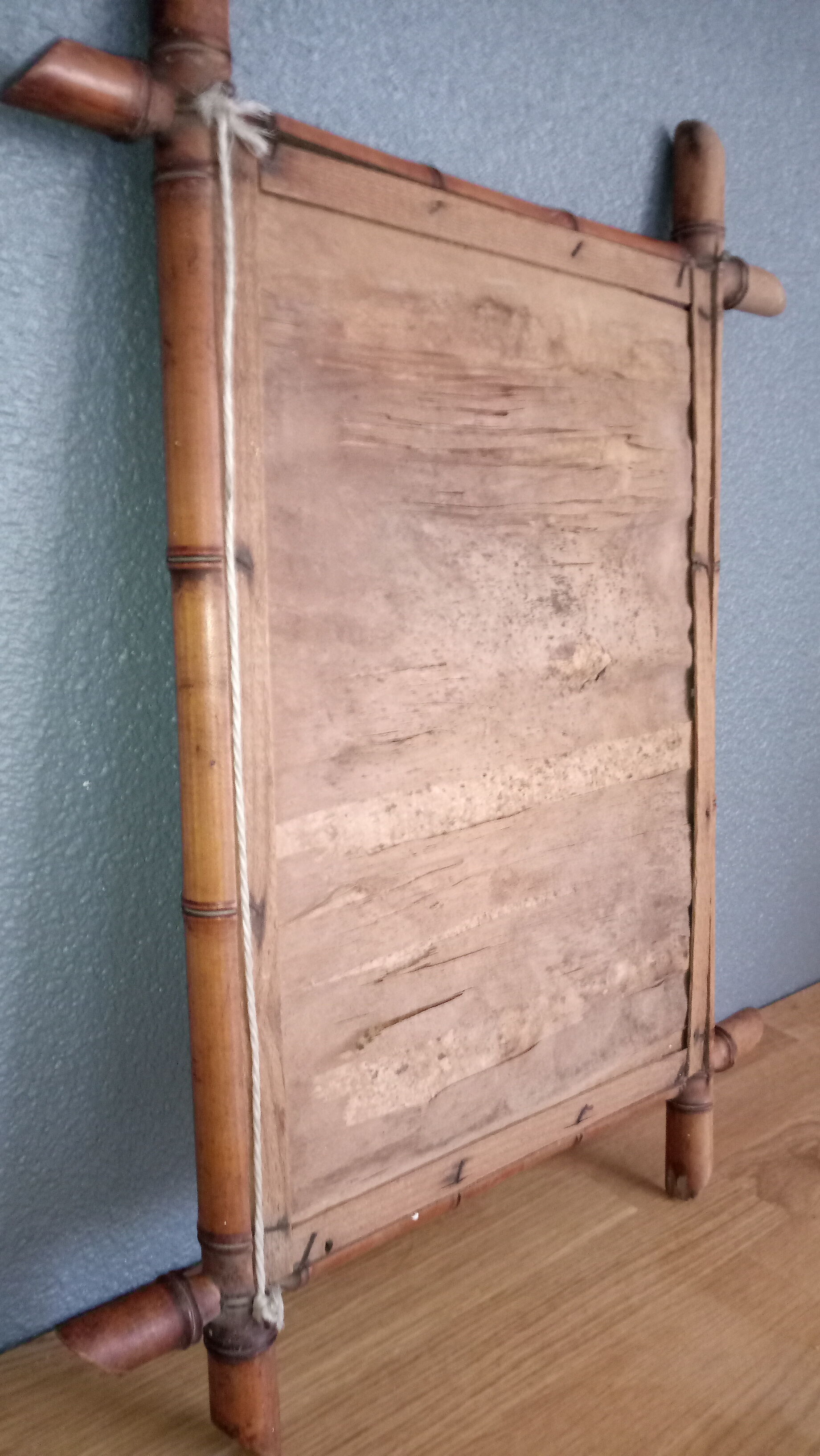 Miroir ancien "cadre bambou" 45 x 57 cm