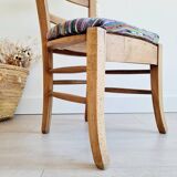 Chaise en bois ancienne tapissée