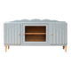 Art Deco sideboard renovated in blue-grey – Bevelled glass and wooden legs – 132.5 cm