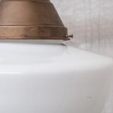 Opaline and Brass Mid-Century Glass Pendant Light